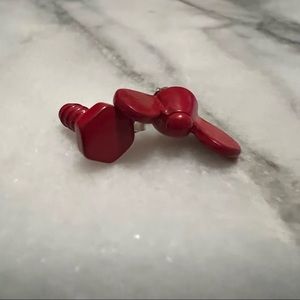 🔩 Red Wing nut & Bolt Earrings
